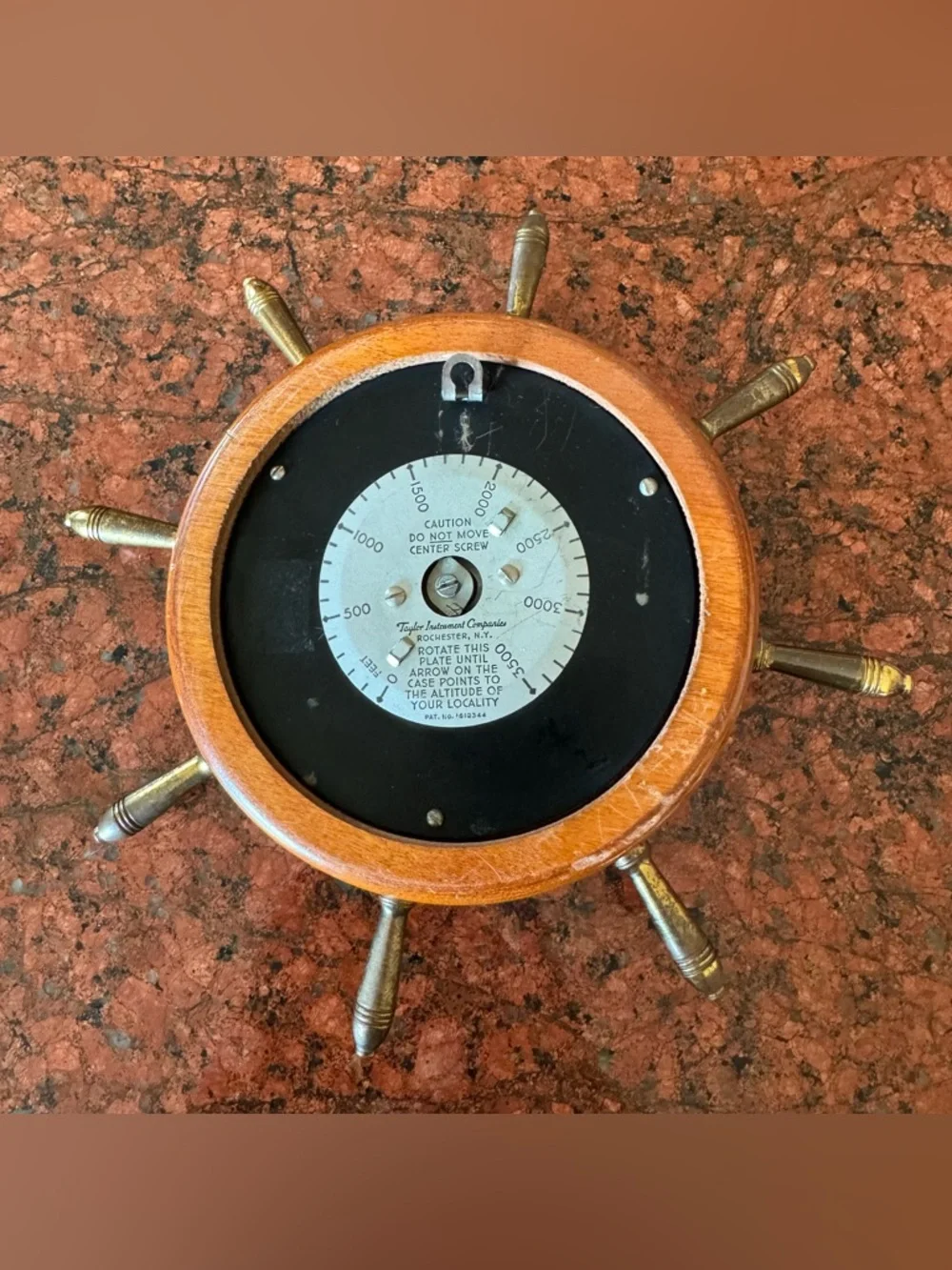 Vintage Wooden Ship Wheel Barometer